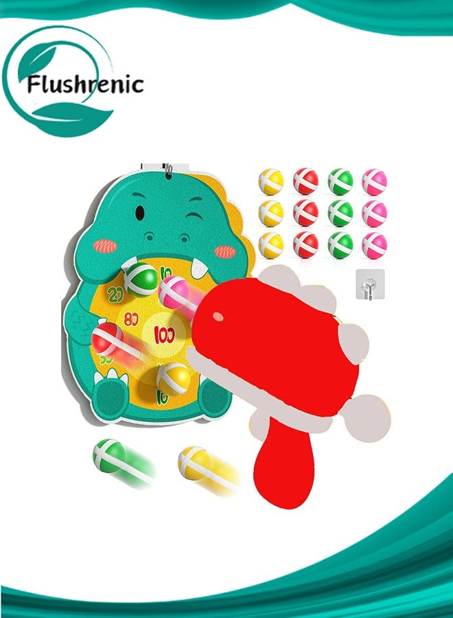 Flushrenic Outdoor Toys Gifts for 3 4 5 6 Year Old Boys Kids,Dinosaur Dart Board for Kids with Sticky Balls,red Dinosaur launcher, 12 Balls,Indoor Outdoor Games Birthday Gifts for 3 4 5 6 7 Year Old Boys Girls (Red) - Image 1