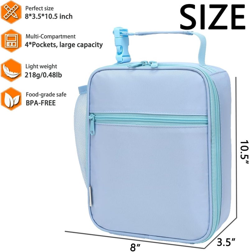 GYEUKHAM Lunch Box for Kids Boys Girls Men Women,Insulated Small Soft Cooler Lunch Bag Kit for School Work Picnic Travel - Reusable Portable lunchbox,Blue - Image 3