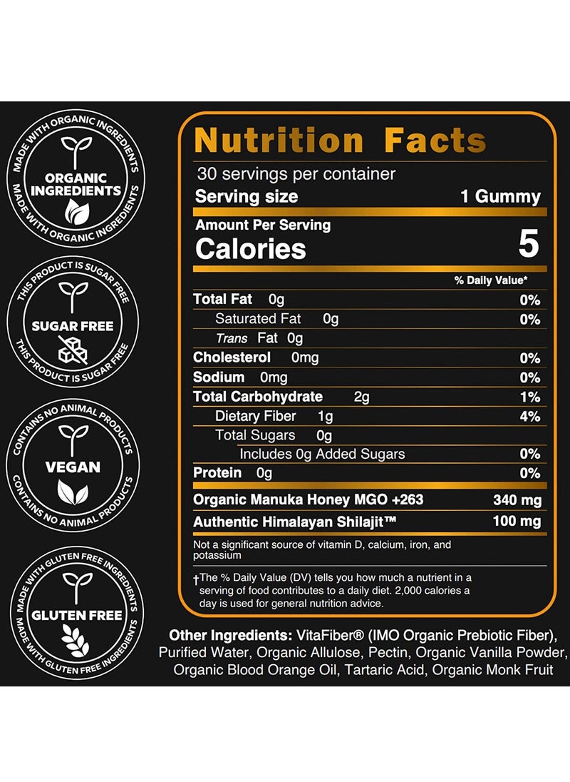Shilajit RX Organic SHILAJIT Gummies by | Organic Pomegrenate Oil Flavor | Cane Sugar Free, Sweetened by Organic Manuka Honey | Clean Formula | Heart & Brain, Cellular Health 30 Healthy Gummies  - Image 4