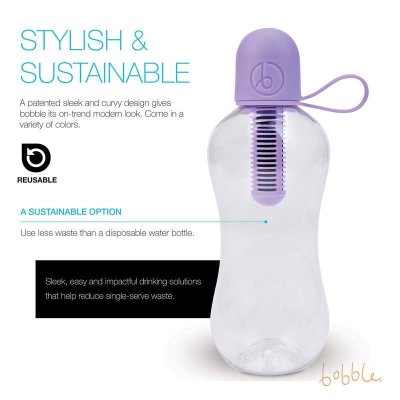 Bobble Classic Water Bottle, Filtered Water, BPA-Free Reusable Bottle, Soft Touch Carry Cap with Replaceable Carbon Filter for Sustainable Water and Hydration 18.5 oz (Lime) - Image 2