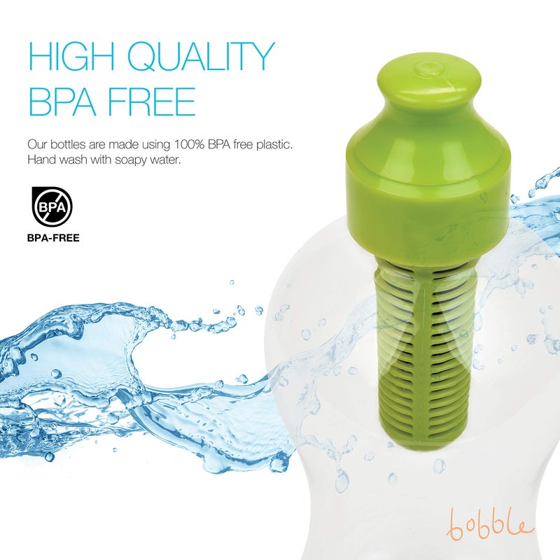 Bobble Classic Water Bottle, Filtered Water, BPA-Free Reusable Bottle, Soft Touch Carry Cap with Replaceable Carbon Filter for Sustainable Water and Hydration 18.5 oz (Lime) - Image 5