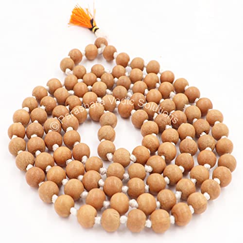 ARKAM White Sandalwood Mala Certified/Natural Sandalwood Rosary/Sandalwood Mala Original/Chandan Mala (Size: 8mm, Length: 40 inches, Beads: 108+1) - Image 2