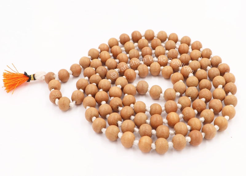 ARKAM White Sandalwood Mala Certified/Natural Sandalwood Rosary/Sandalwood Mala Original/Chandan Mala (Size: 8mm, Length: 40 inches, Beads: 108+1) - Image 4