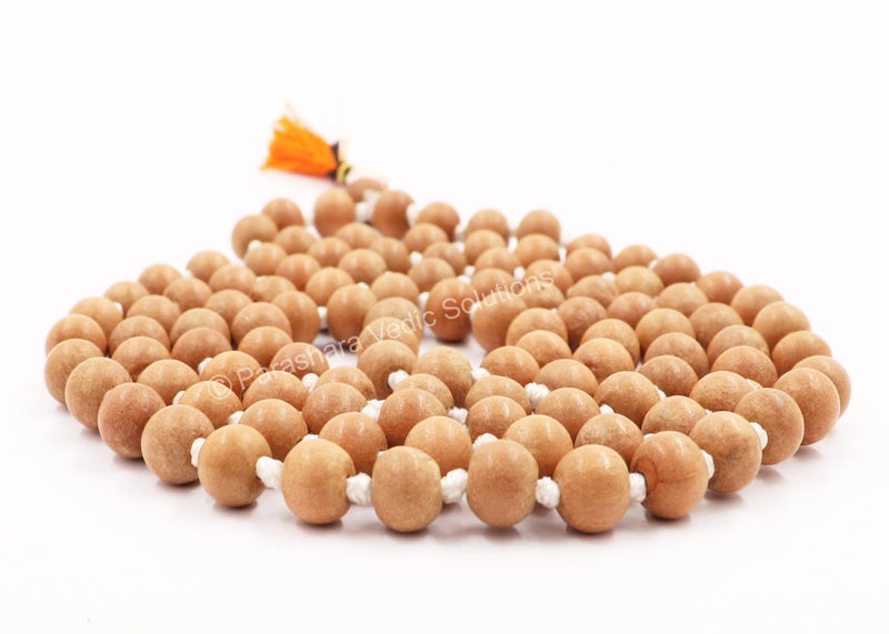 ARKAM White Sandalwood Mala Certified/Natural Sandalwood Rosary/Sandalwood Mala Original/Chandan Mala (Size: 8mm, Length: 40 inches, Beads: 108+1) - Image 5