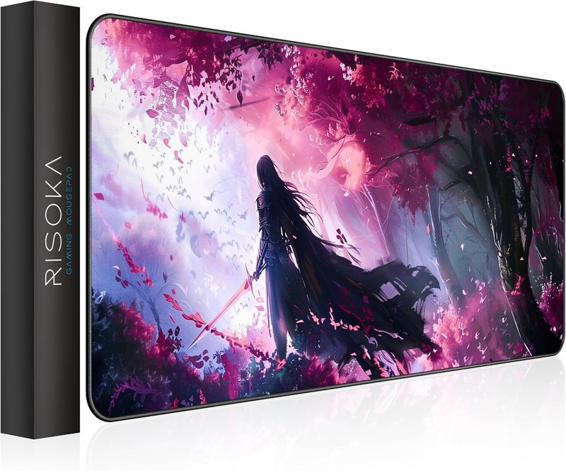 RISOKA XXL Gaming Mousepad 900x400 - Water-resistant & stitched edges - Large anime desk mat for office & setup - Keyboard and mouse pad for gaming PC - Non-slip mousemat - Image 1