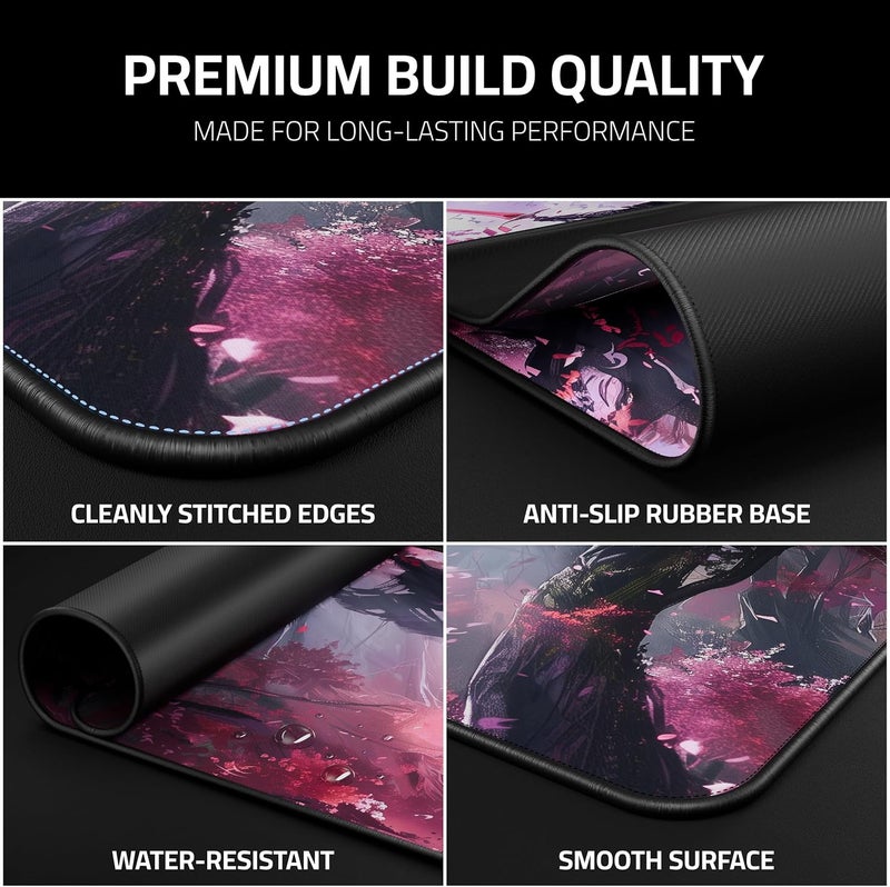 RISOKA XXL Gaming Mousepad 900x400 - Water-resistant & stitched edges - Large anime desk mat for office & setup - Keyboard and mouse pad for gaming PC - Non-slip mousemat - Image 5