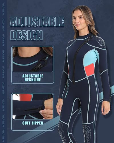 XUKER Wetsuit Women 3mm, Neoprene Wet Suits for Women in Cold Water Front Zip Full Body Long Sleeve Diving Suit for Snorkeling Surfing Swimming Kayaking Canoeing - Image 4