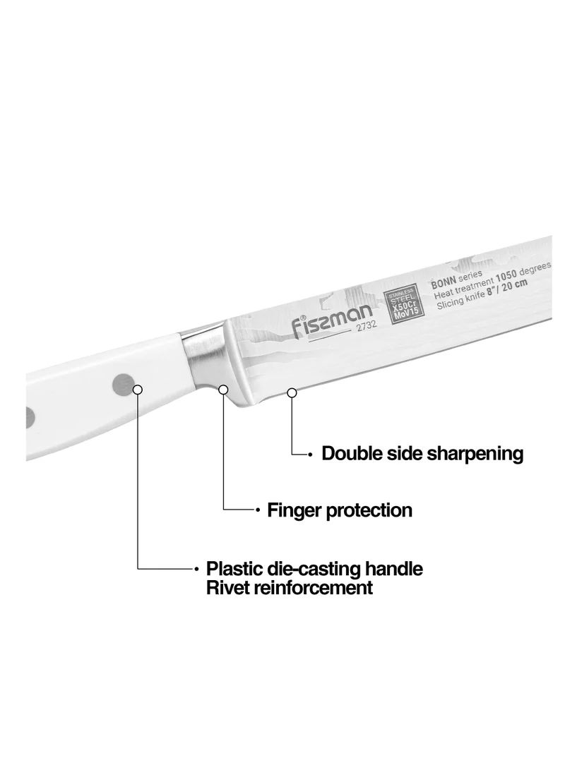 فيسمان 8'' Slicing Knife Bonn Series, with Sharp Blade and Sturdy Non Slip Handle, Minimalist Design, Stainless Steel, Suitable for Home Restaurant