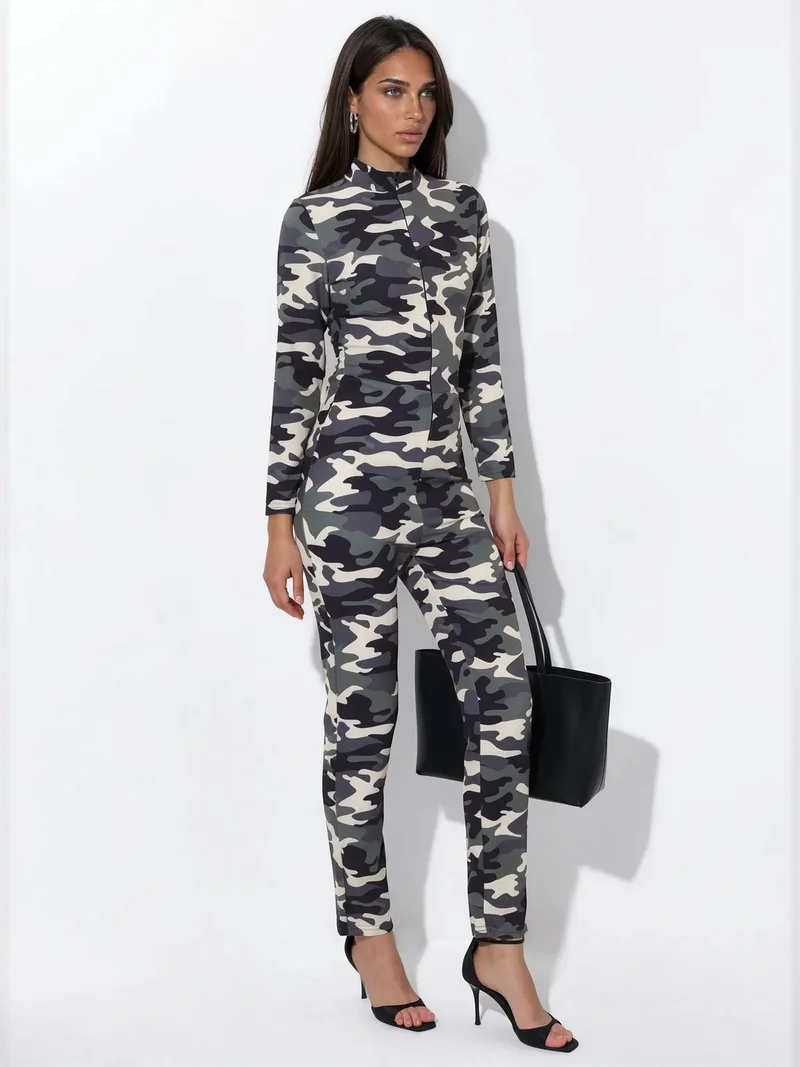 جينيفر Camouflage Seamless Skinny-Leg Unitard
