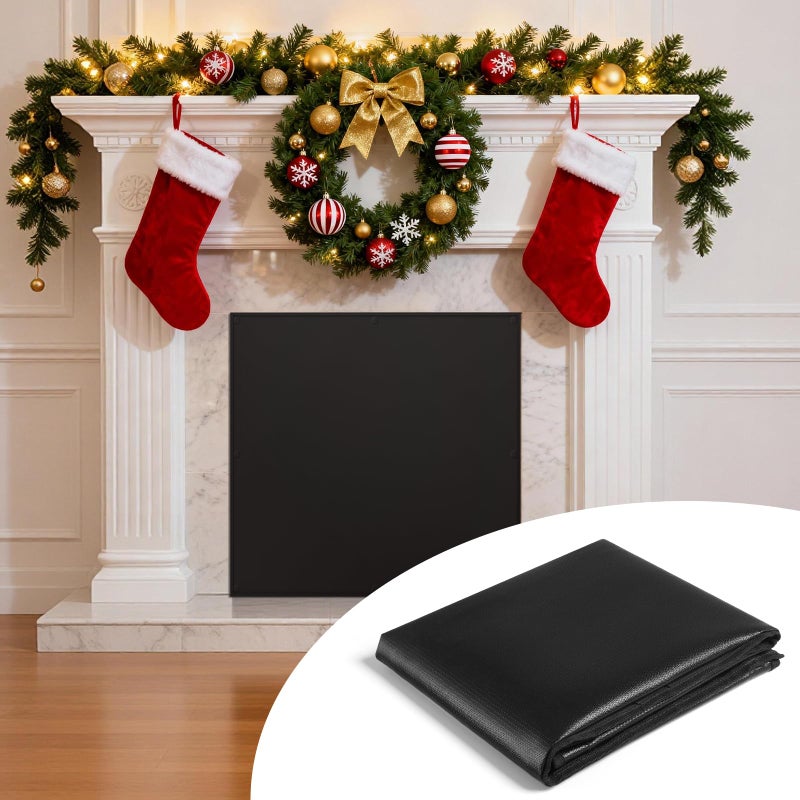 FLASLD Magnet Fireplace Cover Blocker, 39" x 32" Fireplace Blanket Stops Overnight Heat Loss, Fireplace Draft Stopper Save Energy for Iron Frame - Image 1