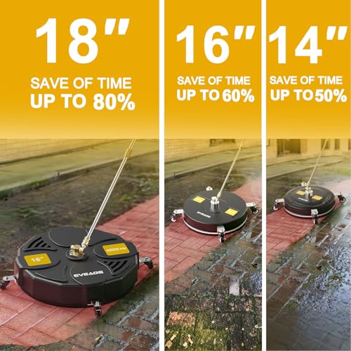 EVEAGE 18 Inch Large Size Pressure Washer Surface Cleaner Attachment with Wheels 4000 PSI Power Washer Accessory with 14 QuickConnect2 Extension Wand for Driveways Sidewalks Patios Cleaning - Image 3