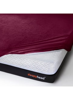 Sleepyhead Sleepyhead Bamboo Feel Terry Waterproof Mattress Protector; (75" X 48" Inches Double Size; Beetroot) - Multicolor  - Image 5