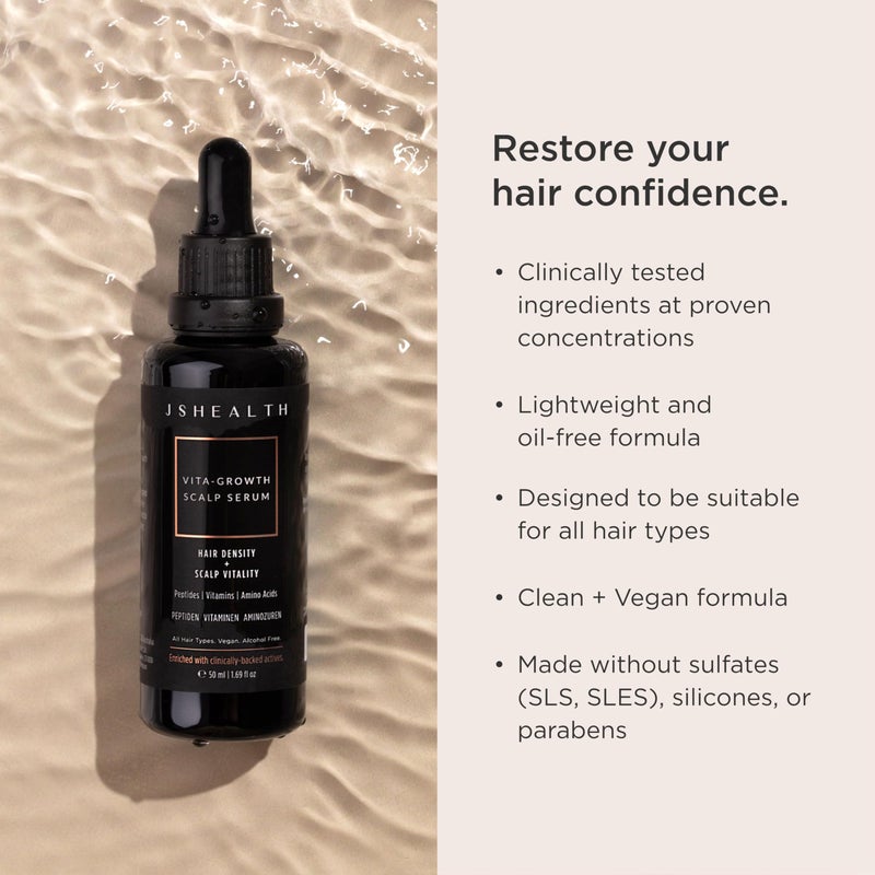 JSHealth Vitamins Vita-Growth Scalp Serum for Hair Density & Scalp Vitality - Hair Serum for Women with Peptides, Vitamins & Amino Acids - Image 2