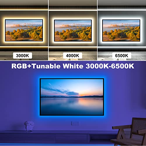 Tatazone Bluetooth RGBWW LED Lights for 70-75 Inch TV with App Control, RGB+Tunable White 3000K-6500K TV LED Backlight with RF Remote, Music Sync Indoor for TV, Gaming - Image 2