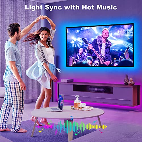 Tatazone Bluetooth RGBWW LED Lights for 70-75 Inch TV with App Control, RGB+Tunable White 3000K-6500K TV LED Backlight with RF Remote, Music Sync Indoor for TV, Gaming - Image 3
