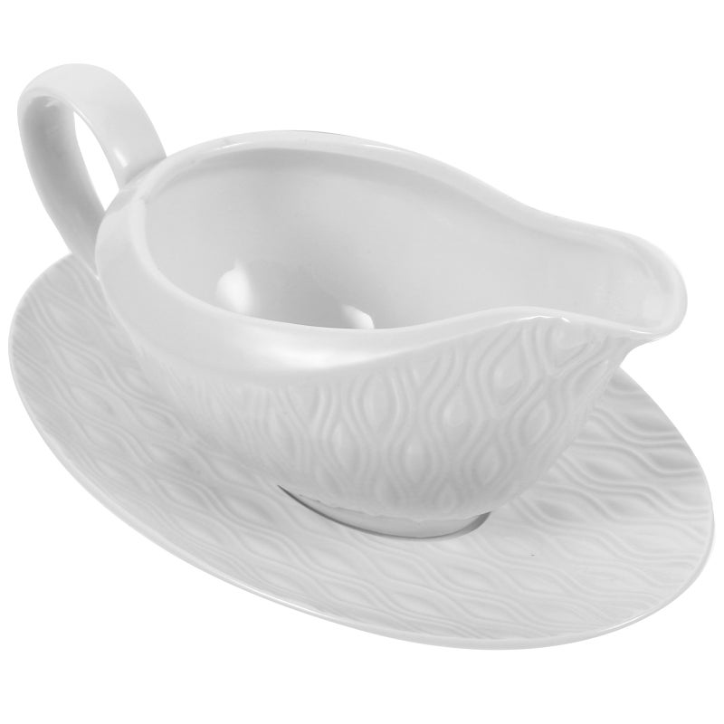 Gravy Boat with Saucer Ceramic Gravy Boat Ceramic Pitcher with Handle For Kitchen - Image 5