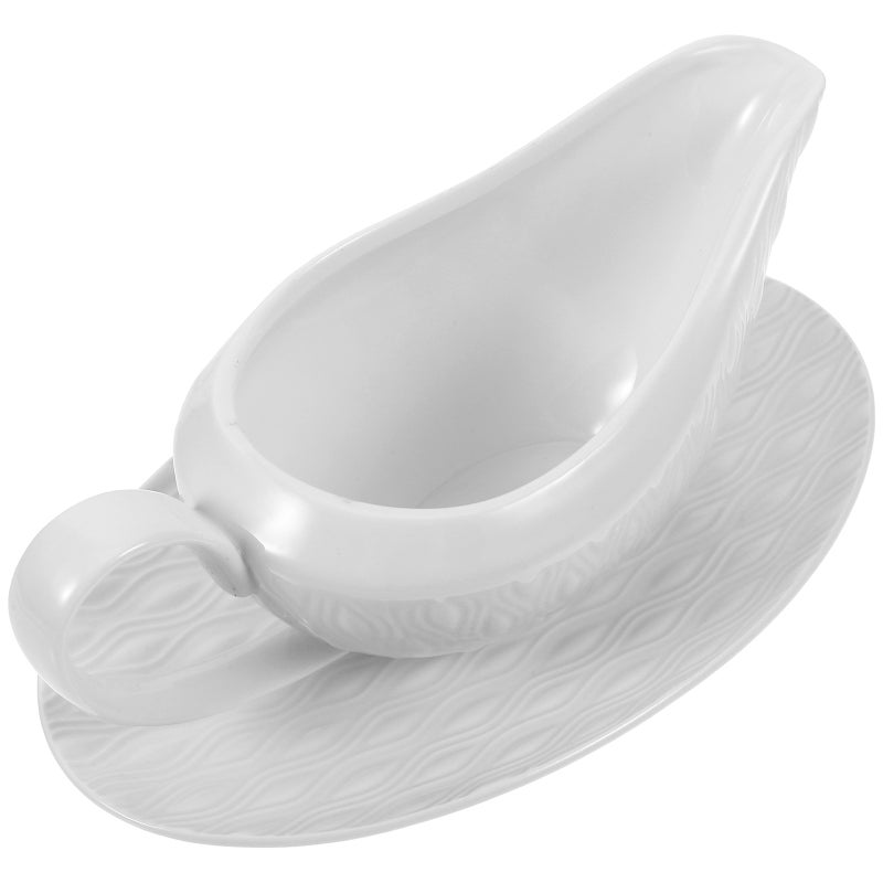 Gravy Boat with Saucer Ceramic Gravy Boat Ceramic Pitcher with Handle For Kitchen - Image 1
