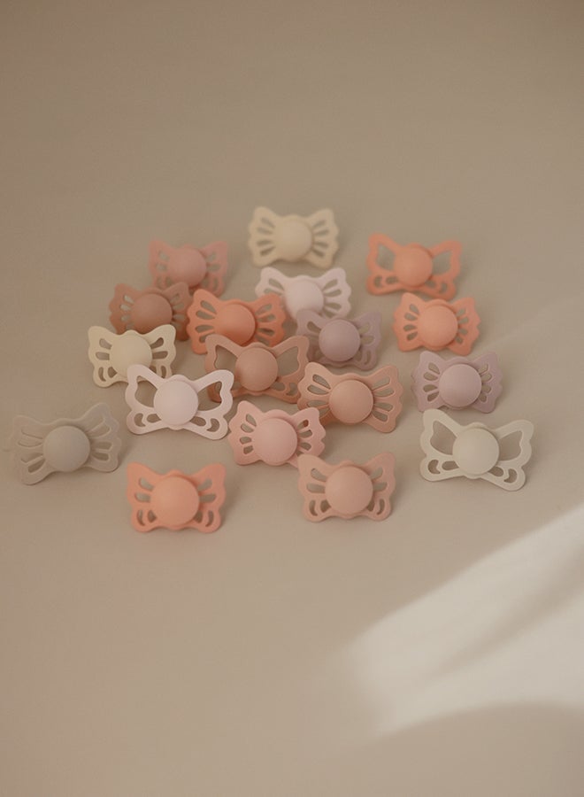 FRIGG Butterfly Anatomical Silicone Baby Pacifier 6-18M 2-Pack Pretty In Peach/Primrose - Size 2 - Image 3