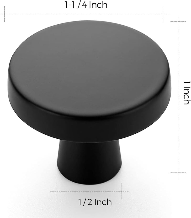 Ravinte 15 Pack Drawer Pulls 1-1/4 Inch Matte Black Kitchen Cabinet Knobs Solid Round Dresser Handles for Simple Cupboard Hardware - Image 3