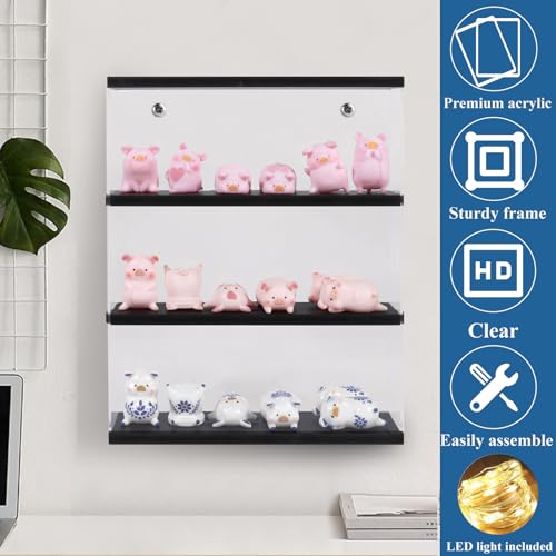 DuvinDD Acrylic Display Case Wall Mounted Funko POP Shelves, Clear Collectibles Showcase Display Cabinet with Sliding Door for Lego Figure Dustproof Hot Wheels Storage Box Black(11.8x3.3x14.8inch) - Image 3
