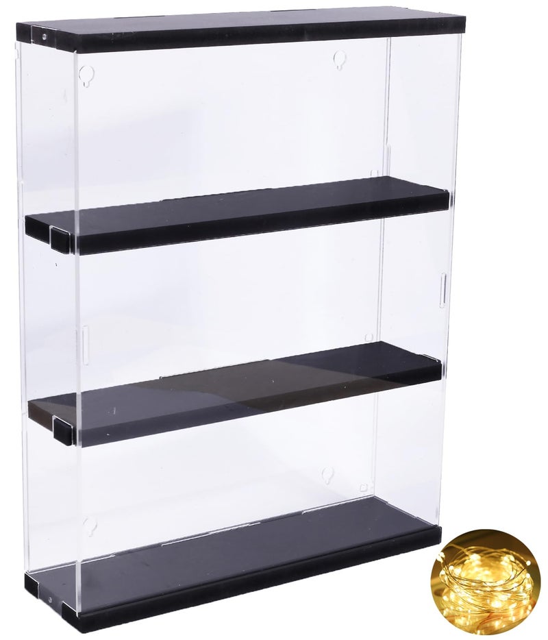 DuvinDD Acrylic Display Case Wall Mounted Funko POP Shelves, Clear Collectibles Showcase Display Cabinet with Sliding Door for Lego Figure Dustproof Hot Wheels Storage Box Black(11.8x3.3x14.8inch) - Image 1