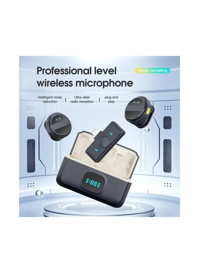 إلترازون SX21 Magnetic Lavalier Clip Wireless Microphone – Dual Mic System with Rechargeable Battery, 2.4GHz Wireless Connectivity, Smart Noise Reduction, Omni-Directional Pickup, Ideal for Video Recording, Live Streaming, and Vlogging  - Image 2