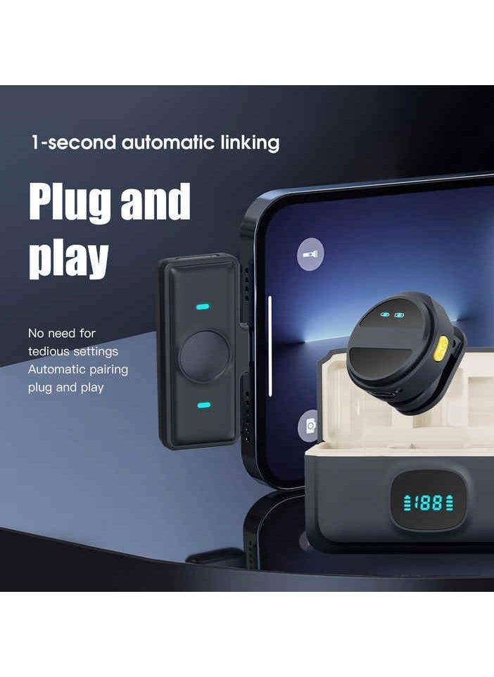 إلترازون - SX21 Magnetic Lavalier Clip Wireless Microphone – Dual Mic System with Rechargeable Battery, 2.4GHz Wireless Connectivity, Smart Noise Reduction, Omni-Directional Pickup, Ideal for Video Recording, Live Streaming, and Vlogging - Image 1