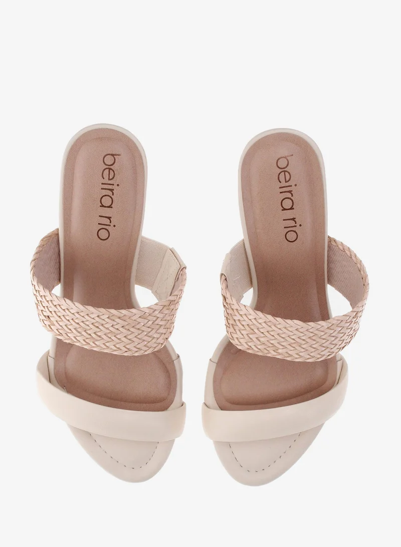 Beira Rio Cream Beira Rio Women’s Mid Heel Sandals – Stylish Everyday Wear with Comfortable Support for Women | Best Price UAE