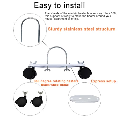 Cotonlake Mobile Pulley Bracket for Oiled Filled Radiator, 360° Rotatable Electric Heater Frame Base with Wheels, Easy Installation Repair Parts Oil Heater Accessories, 2PCS - Image 4