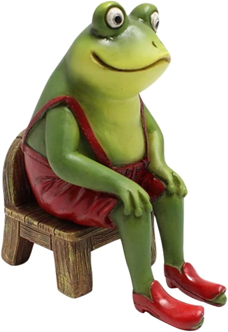 klarako 2pcs Statues Frogs Sitting Miniature Fairy Ornament on Decoration Home Green Chair Sculptures Craft Yard Animal Statue for Office Figurine Lawn Creative Sculpture Micro Resin Desk - Image 3