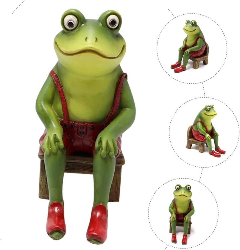klarako 2pcs Statues Frogs Sitting Miniature Fairy Ornament on Decoration Home Green Chair Sculptures Craft Yard Animal Statue for Office Figurine Lawn Creative Sculpture Micro Resin Desk - Image 2