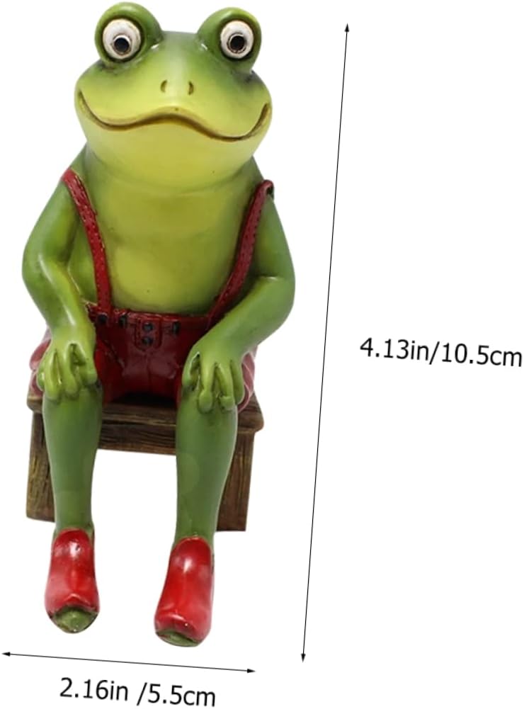 klarako 2pcs Statues Frogs Sitting Miniature Fairy Ornament on Decoration Home Green Chair Sculptures Craft Yard Animal Statue for Office Figurine Lawn Creative Sculpture Micro Resin Desk - Image 5