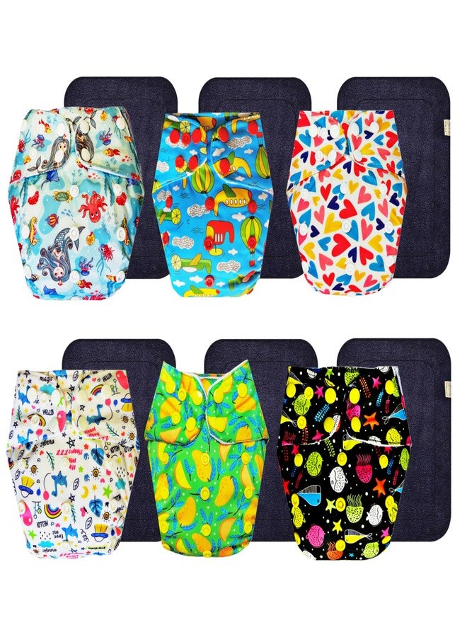 Dumbledo Premium Cloth Diaper with Black Insert (Pack of 6) | Hypoallergenic | Breathable | Travel Friendly | Designed by Moms | 3 Months - 3 Years | Unisex Baby - Image 1