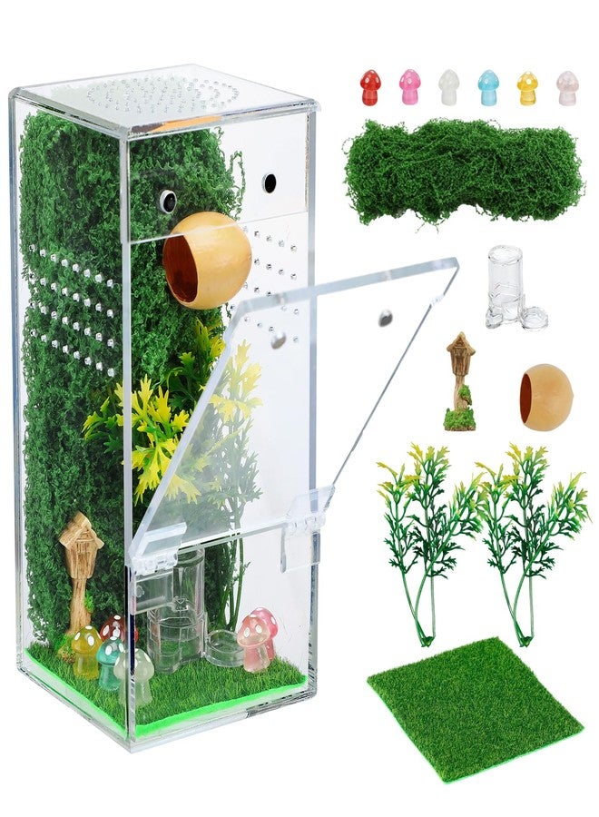 MADHOLLY Escape Proof Jumping Spider Enclosure Kit - 3x3x6in Pre-Assembled Acrylic Terrarium with Magnetic Door/Micro Vent Holes/Accessories, Insects Habitat for Spiderlings, Mantis, Tarantulas, Snails - Image 1