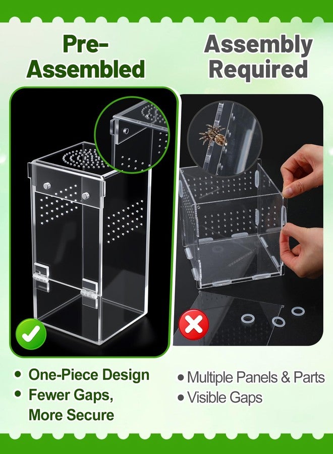 MADHOLLY Escape Proof Jumping Spider Enclosure Kit - 3x3x6in Pre-Assembled Acrylic Terrarium with Magnetic Door/Micro Vent Holes/Accessories, Insects Habitat for Spiderlings, Mantis, Tarantulas, Snails - Image 2
