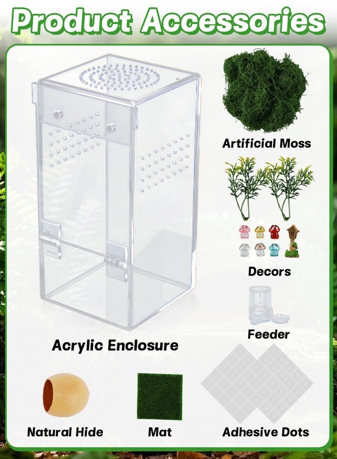 MADHOLLY Escape Proof Jumping Spider Enclosure Kit - 3x3x6in Pre-Assembled Acrylic Terrarium with Magnetic Door/Micro Vent Holes/Accessories, Insects Habitat for Spiderlings, Mantis, Tarantulas, Snails - Image 5