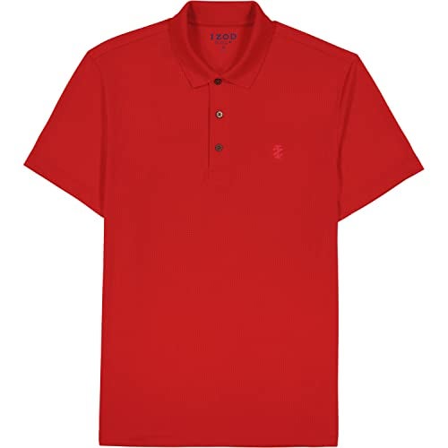 IZOD Men's Performance Golf Grid Polo, Polish Red, Large - Image 3