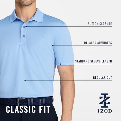 IZOD Men's Performance Golf Grid Polo, Polish Red, Large - Image 5