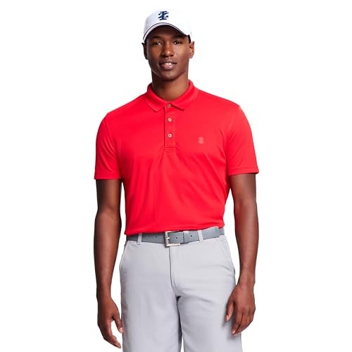 IZOD Men's Performance Golf Grid Polo, Polish Red, Large - Image 1