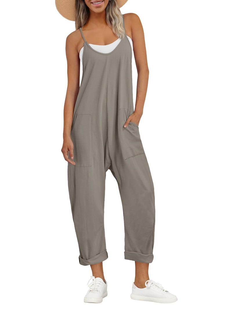 AUTOMET Jumpsuits for Women Casual Summer Outfits Rompers Comfy Beach Vacation Trendy Overalls Jumpers Fashion Clothes 2026 GreyGreen S - Image 1