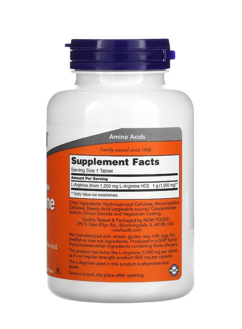 Now Foods L-Arginine Double Strength 1000 mg 120 Tablets - Image 2