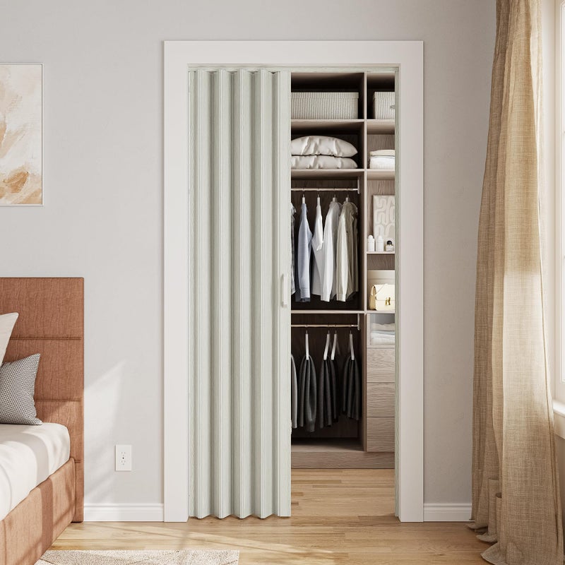 SmartStandard 48" x 80" Accordion Doors Interior, Double Walled Accordion Folding Doors for Closet, PVC Accordian Door for Doorway Bathroom Basement, Easy to Assemble, White Ash - Image 4