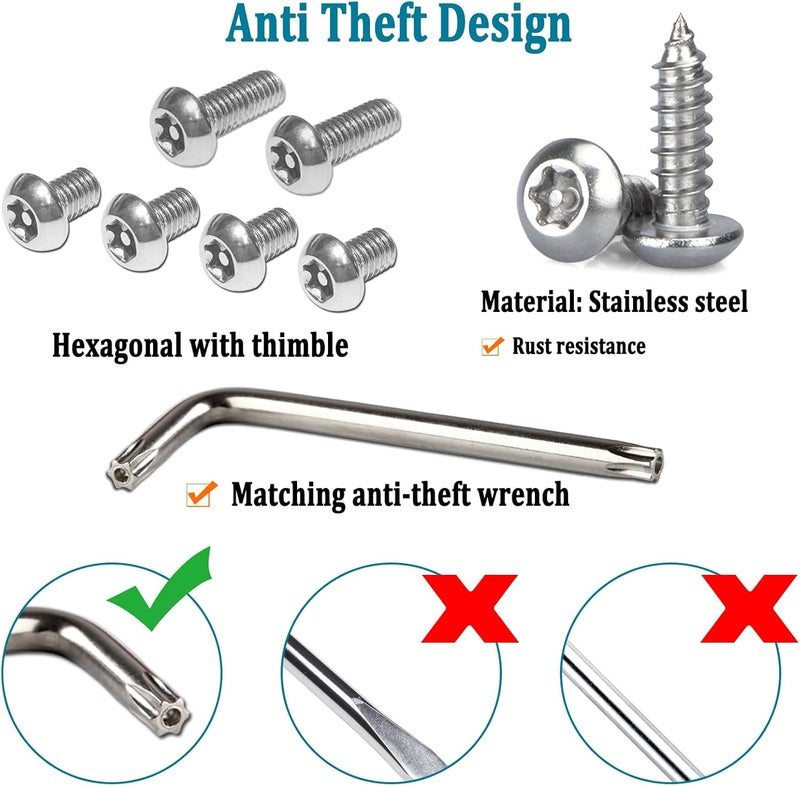 AOOTF Front License Plate Bracket Holder- Front License Plate Mounting Kit for 2 Drill Holes Bumper, Universal Car Tag Adapter with Anti Theft Stainless Steel Screw Bolt Caps - Image 3