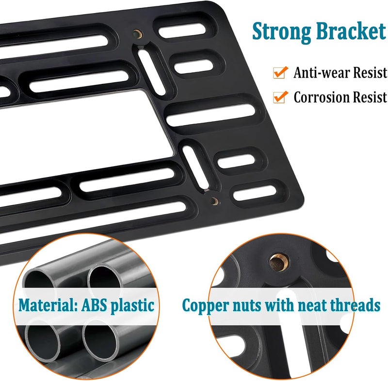 AOOTF Front License Plate Bracket Holder- Front License Plate Mounting Kit for 2 Drill Holes Bumper, Universal Car Tag Adapter with Anti Theft Stainless Steel Screw Bolt Caps - Image 2