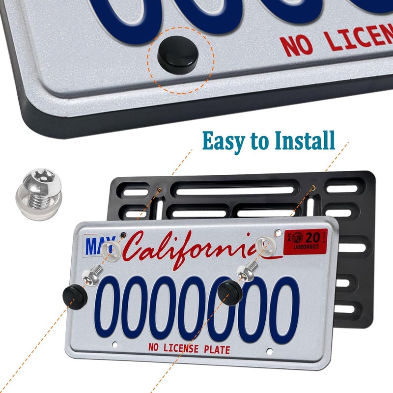 AOOTF Front License Plate Bracket Holder- Front License Plate Mounting Kit for 2 Drill Holes Bumper, Universal Car Tag Adapter with Anti Theft Stainless Steel Screw Bolt Caps - Image 5