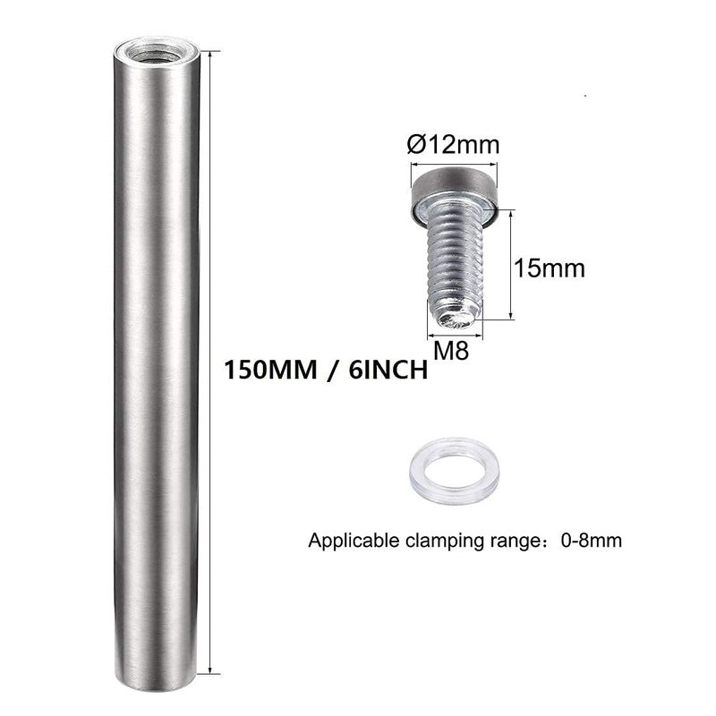 YDT GROUPS Pack of 2 Piece, Stainless Steel Glass Stud/Spacer/Standoff/fasner Size 25mm*150mm / 1" inch*6inch Heavy Duty SS Glossy Spacer, Stud - Image 1