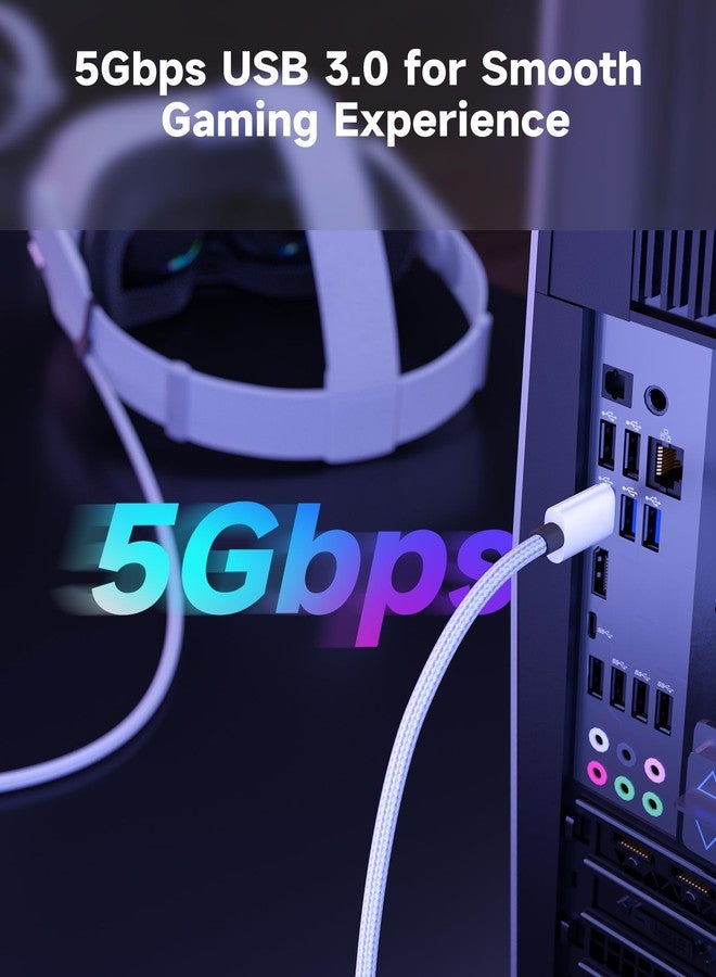 جيسوس كابل JSAUX Link بطول 5 أمتار وشحن 18 واط، متوافق مع Oculus Meta Quest 3S/ 3/2/ Pro و Pico 4، وأجهزة الواقع الافتراضي للكمبيوتر الشخصي، وملحقات Steam VR، كابل بيانات USB 3.0 إلى USB-C عالي السرعة 2 في 1 بسرعة 5 جيجابت في الثانية لسماعات الواقع الافتراضي - Image 5