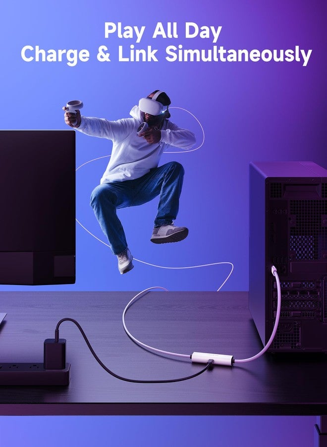جيسوس كابل JSAUX Link بطول 5 أمتار وشحن 18 واط، متوافق مع Oculus Meta Quest 3S/ 3/2/ Pro و Pico 4، وأجهزة الواقع الافتراضي للكمبيوتر الشخصي، وملحقات Steam VR، كابل بيانات USB 3.0 إلى USB-C عالي السرعة 2 في 1 بسرعة 5 جيجابت في الثانية لسماعات الواقع الافتراضي - Image 2