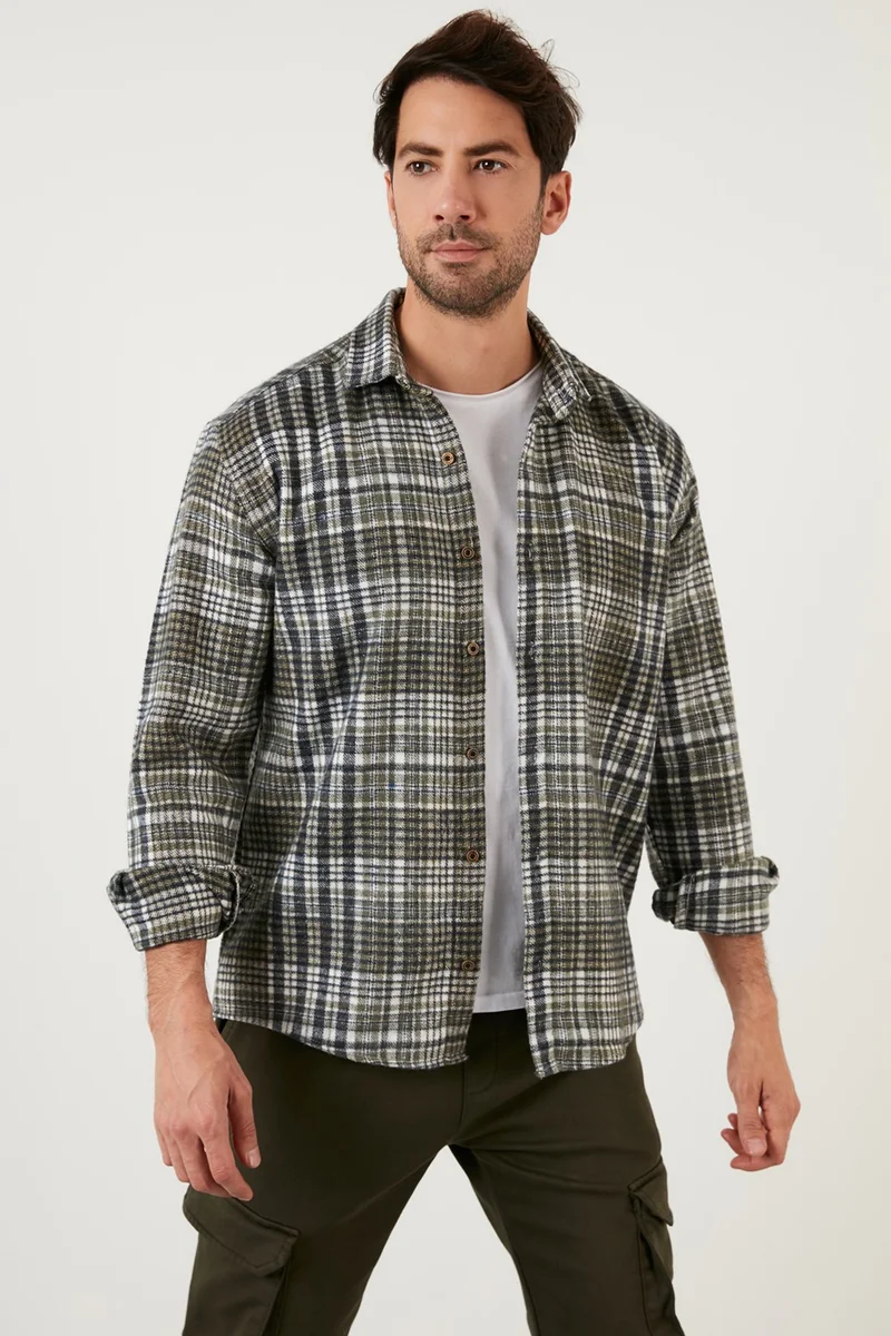 Buratti Plaid Patterned Cotton Regular Fit Winter Shirt Men's Shirt 5896601