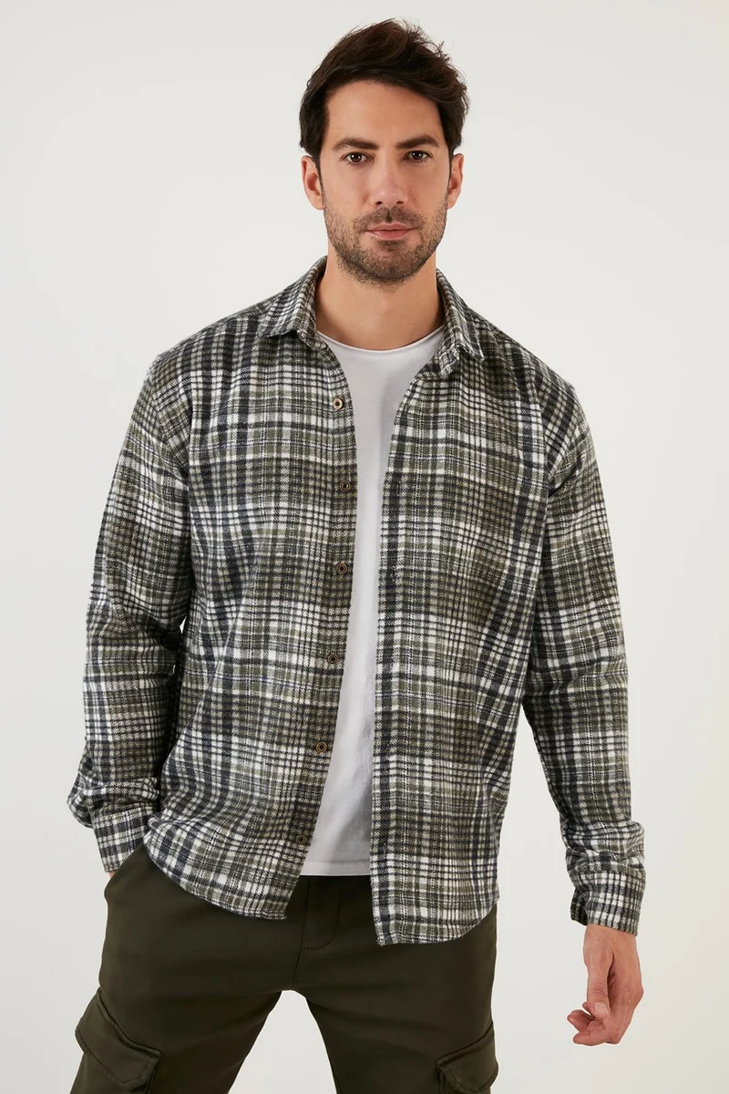Buratti Plaid Patterned Cotton Regular Fit Winter Shirt Men's Shirt 5896601